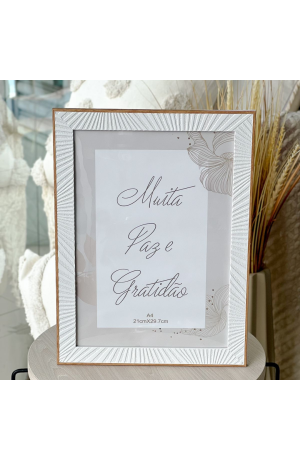 Porta Retrato Branco c/ Moldura Marrom 