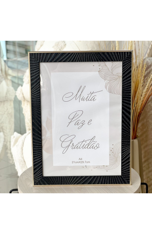 Porta Retrato Preto c/ Moldura Dourada 