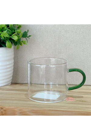 Canecas de Vidro Borossilicato com Alça Verde 80ml