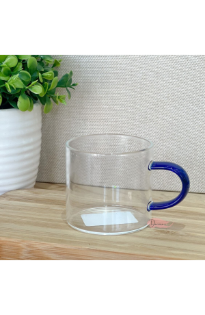 Canecas de Vidro Borossilicato com Alça Azul 80ml