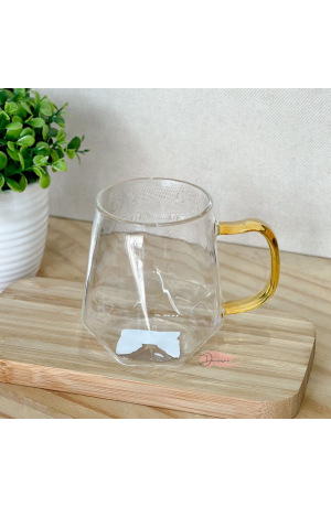 Caneca de Vidro Diamante 330ml c\ Alça Ambar