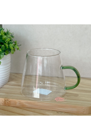 Caneca de Vidro 350ml c\ Alça Verde