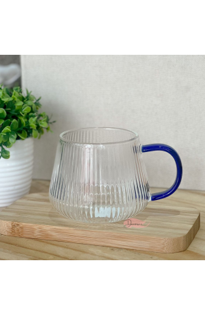 Caneca de Vidro 440ml c\ Alça Azul
