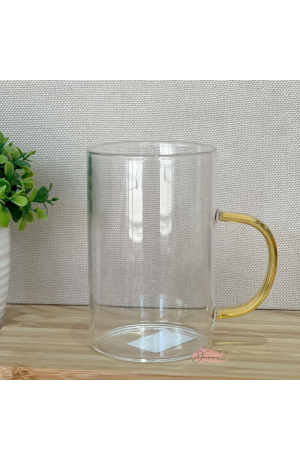 Caneca Vidro com Alça Ambar 350 ml