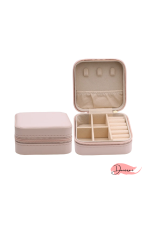 Porta Joias Portátil com Ziper - Rosa  9.8cm X 4.5cm