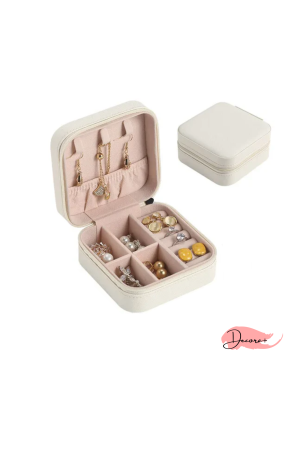 Porta Joias Portátil com Ziper - Branco  9.8cm X 4.5cm