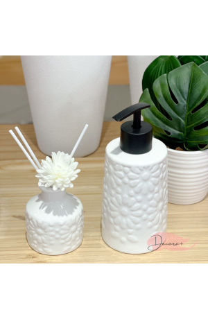 Kit de Banheiro com Difusor de Porcelana Branco - 2 Pcs