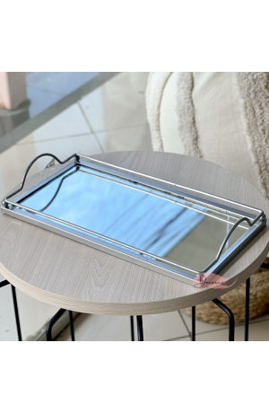 Bandeja de Metal Prata Espelhada - 27cm X 14cm X 4cm
