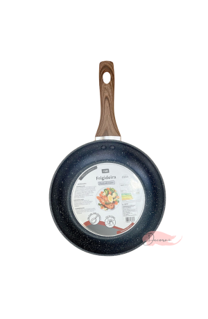 Frigideira Antiaderente Preta com Cabo Marrom - 22cm