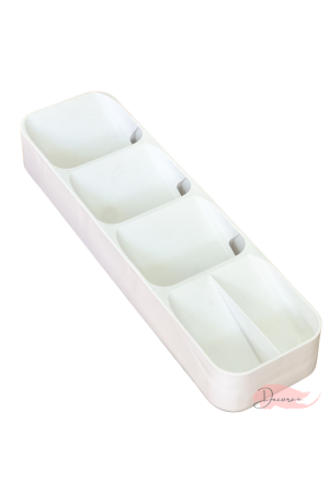 Porta Talheres Retangular c/ 5 Divisorias - Branco