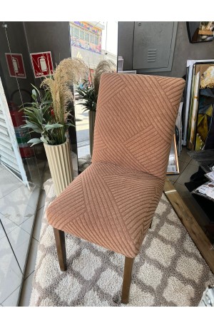Capa de Cadeira Marrom Linhas