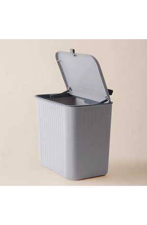 Lixeira Cinza Plástica c/Suporte Adesivo
