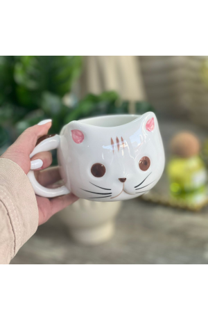 Caneca Gatinho Marrom c/ Amarelo - 430ml