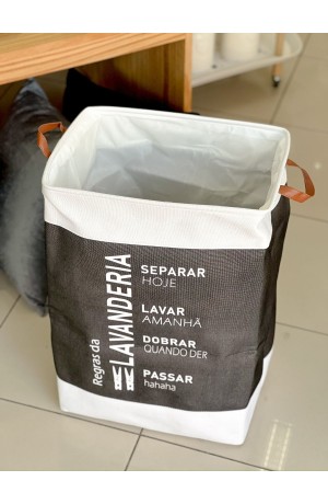 Cesto de Roupa Preto c/ Branco 