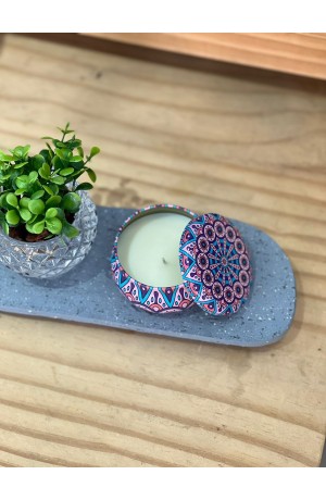 Vela Branca Perfumada de Metal - Mandala 5cm X 7cm / Mod - 5