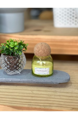 Vela Branca Aromatizada C/ Tampa de Cortiça - Amarela - 6,5cm X 6cm