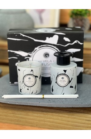 Kit Vela Branca e Difusor de Ambientes Branco - 2 Peças  120ml