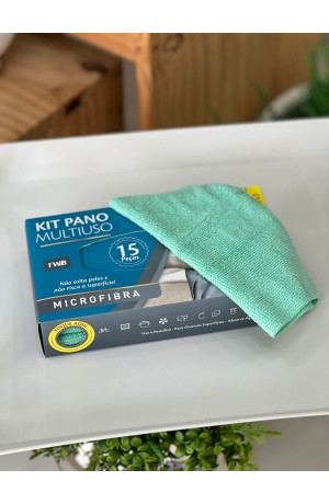 Kit Pano de Microfibra Multiuso - Verde  15 Peças