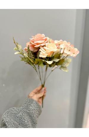 Buquê de Rosas Salmão - 33cm (Artificial)