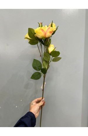 Haste de Rosa Cabage 73cm - Amarela (Artificial)