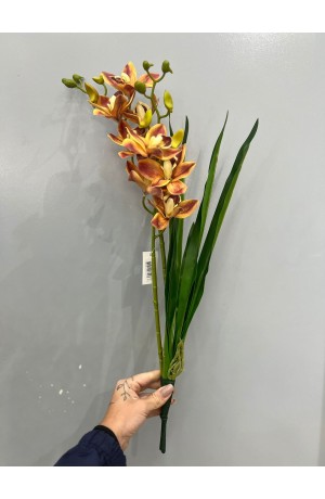 Orquidea Laranja c/ Folhagem (Artificial)