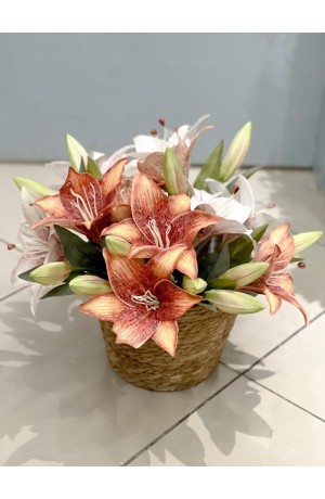 Flor de Lirio Salmão - 52cm ( Artificial )