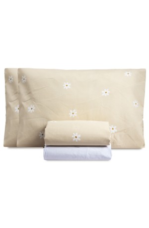 Jogo de Cama Essencialle 150 Fios Margaridas Queen 4 peças