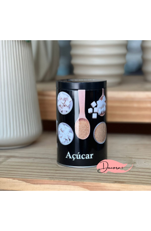 Pote de Metal Redondo Açúcar - Preto 40g 9cm x 14,7cm