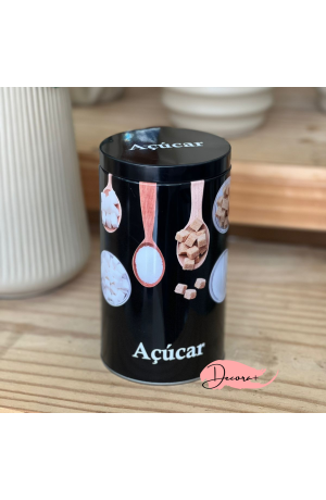 Pote de Açúcar Redondo de Metal (G) - Preto 100g 10,5cm x 19cm