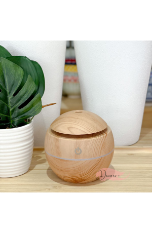 Mini Umidificador/Difusor de Ar Ultrassônico Redondo - Marrom 180ml