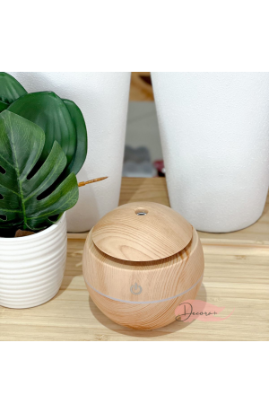 Mini Umidificador/Difusor de Ar Ultrassônico Redondo - Marrom 180ml