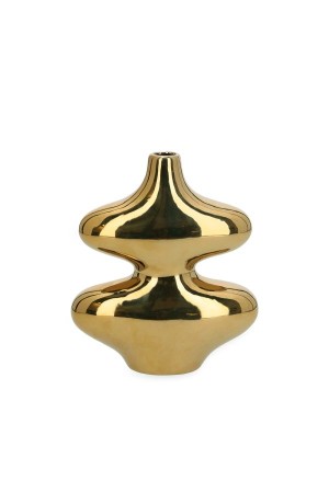 Vaso de Cerâmica Decorativo Dourado  - 23cm x 20cm