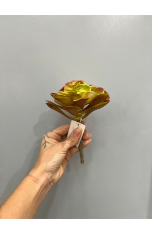Suculenta Amarela c/ Vermelha - 17cm ( Artificial )