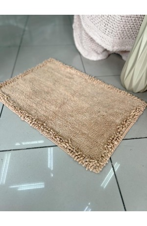 Tapete Borda Regular de Algodão Caqui -  40cm X 60cm