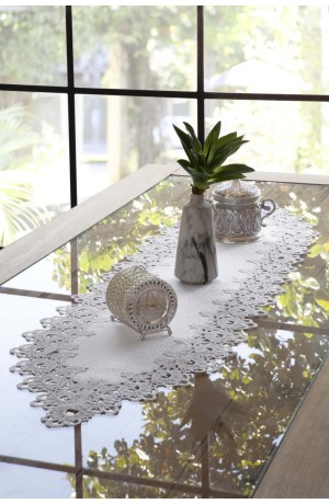 Caminho de Mesa Rendado Branca Veneza  -  40cm X 180cm