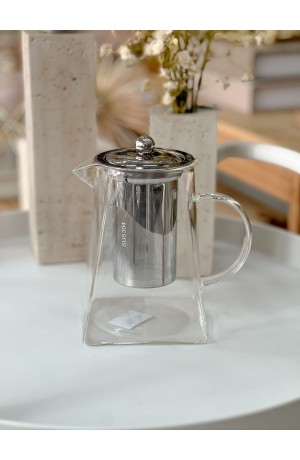 Chaleira de Vidro c/Infusor e Tampa de Metal - 950ml