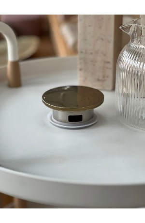 Jarra de Vidro c/Tampa de Metal Dourada - 1L