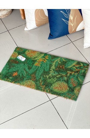 Tapete Capacho em Fibra de Côco Retangular -  Floral 33cm X 60cm