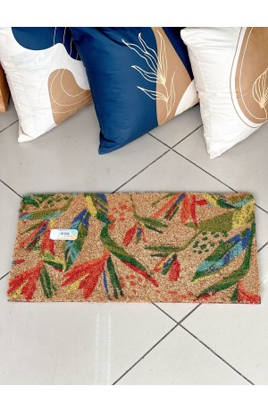 Tapete Capacho em Fibra de Côco Retangular -  Floral 33cm X 60cm