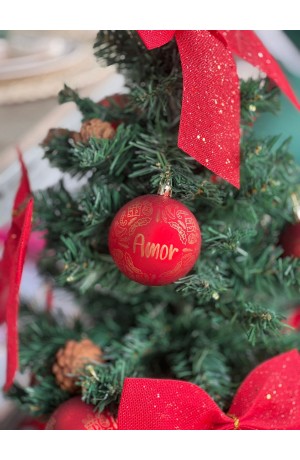 Kit com 4 Bolas de Natal Vermelhas 8 cm