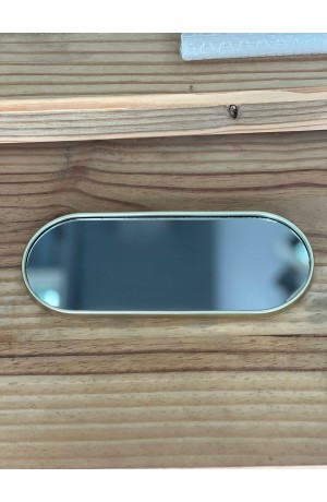 Bandeja Espelhada Retangular Oval de Plástico - Dourada 29,5cm X 11,7cm