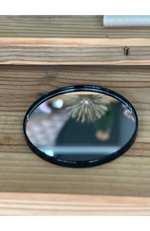 Bandeja Espelhada Redonda de Plástico - Preta  22,5cm