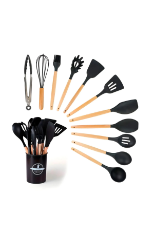 Kit Utensilios de Cozinha Preto - 12 Pçs