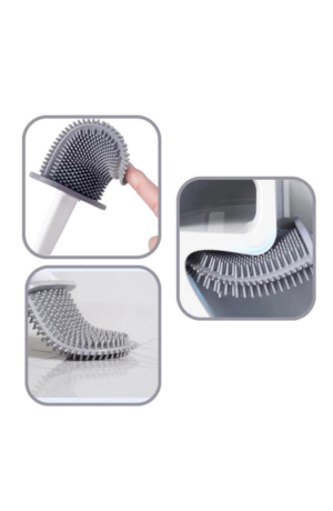 Escova Sanitária Cinza c/ Suporte e Adesivo Fixador - 8cm x 36cm