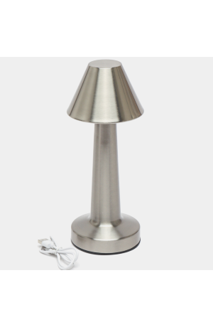 Luminária Cone de Led  Prata  Recarregavel c/ Cabo Usb - Touch Screen