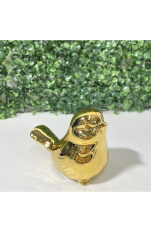 Enfeite Passaro Dourado 9cm