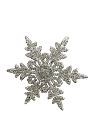 Kit com 6 Enfeites Flocos de Neve Champanhe