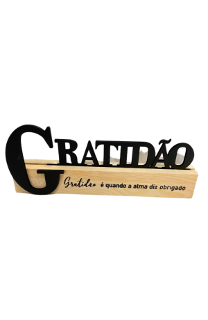 Enfeite Gratidão com Base MDF - Preto