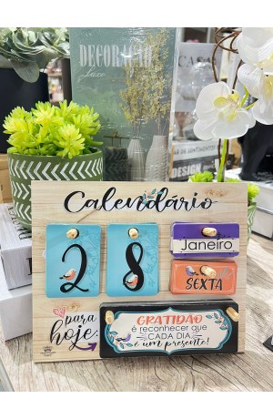 Calendário Permanente de Mesa MDF Pássaros