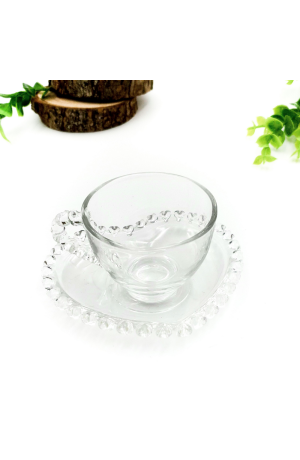 Xicara para Café com Pires de Cristal Coração